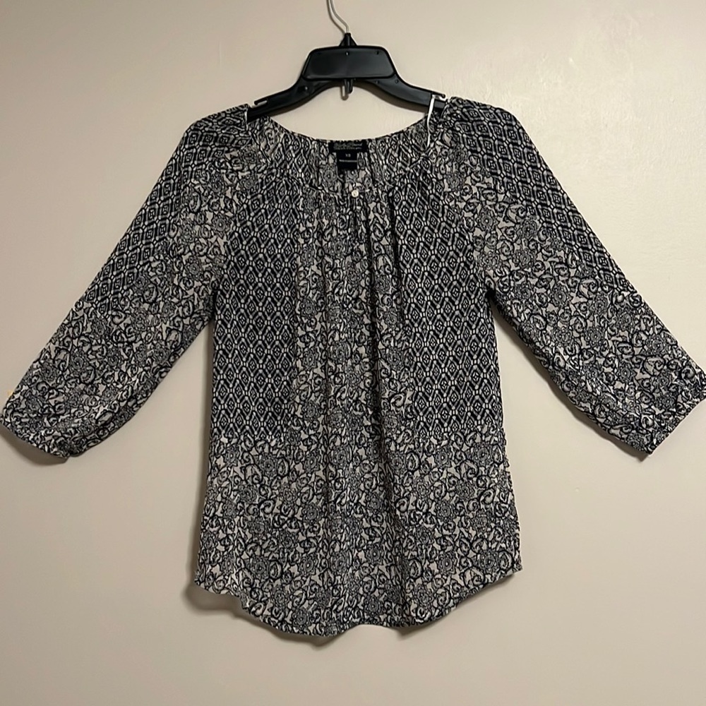 Lucky Brand Mixed Media Peasant Boho XS Blouse‎